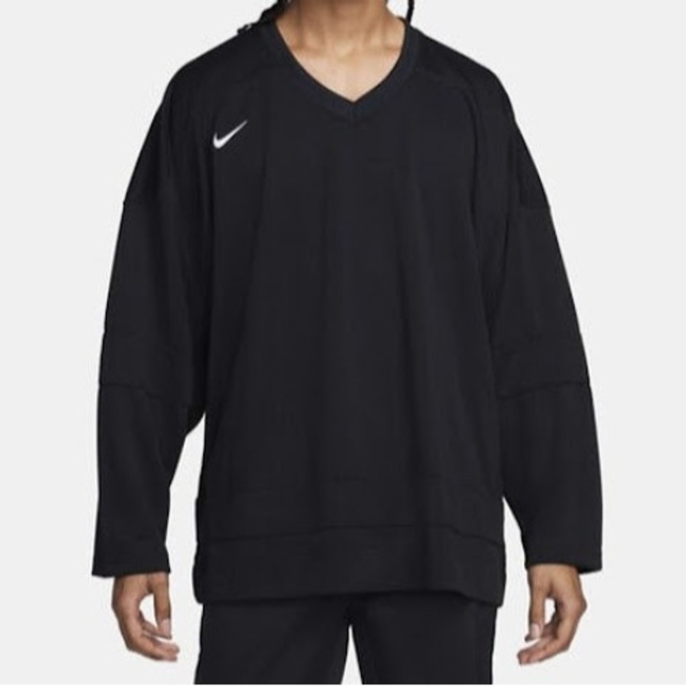 Nike Men's XL‎ Hockey Jersey Black Oversized Long Sleeve V-Neck FB8221-010 NEW